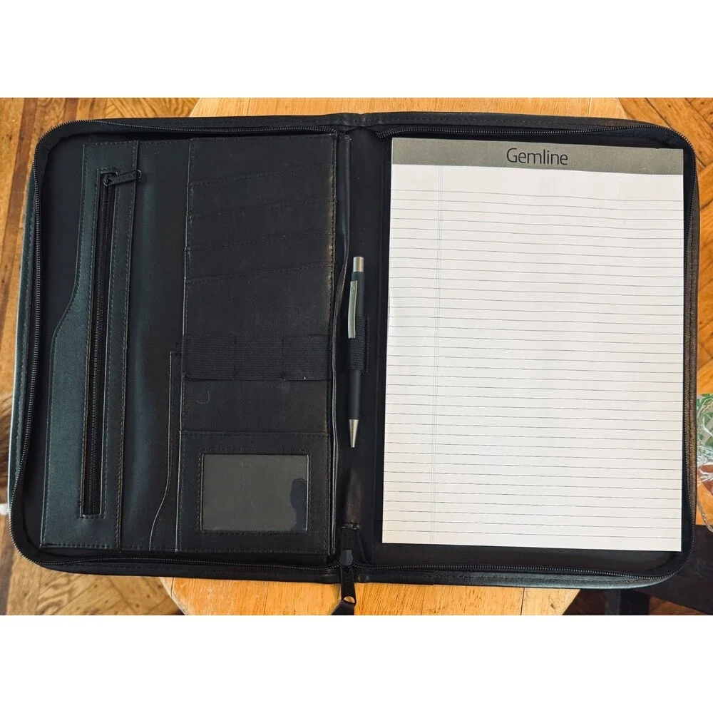 Gemline Zippered Black Portfolio Organizer 10 X 13.5